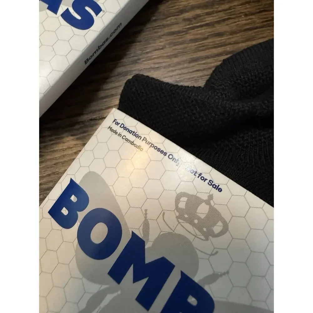 NEW Bombas KIDS XS 5-Pack Honeycomb Solids Ankle Socks in Black NWT